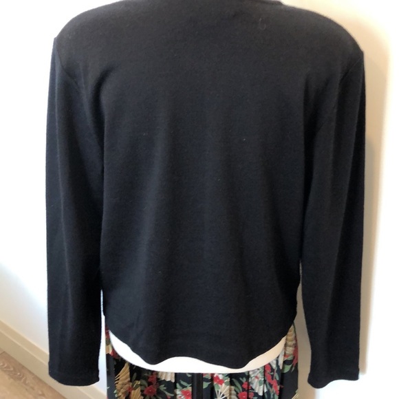 Susan Bristol VTG sweater pleated skirt set holiday  with floral red black SZ 10 - Picture 9 of 16